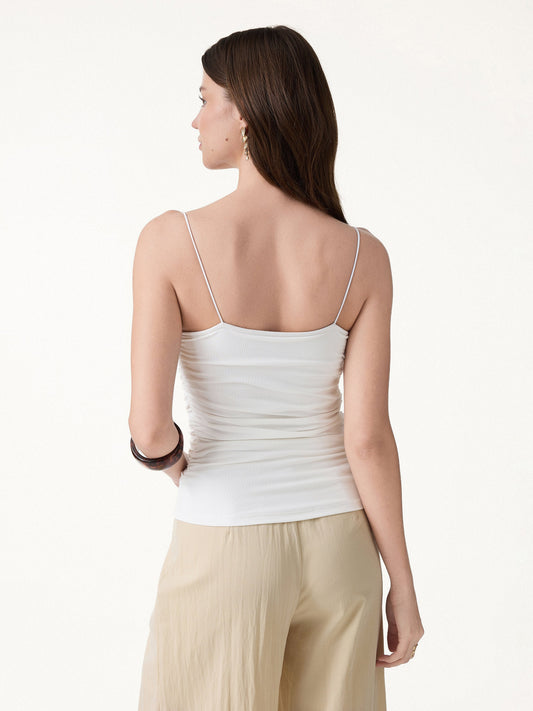 SkinKiss Square Neck Ruched Spaghetti Bra Top