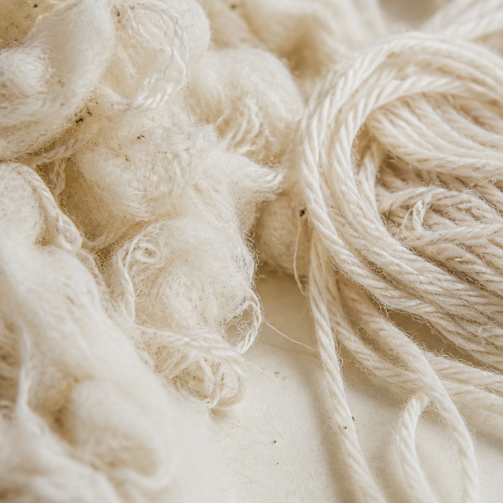 Natural cotton fibre — material close-up, not the finished product