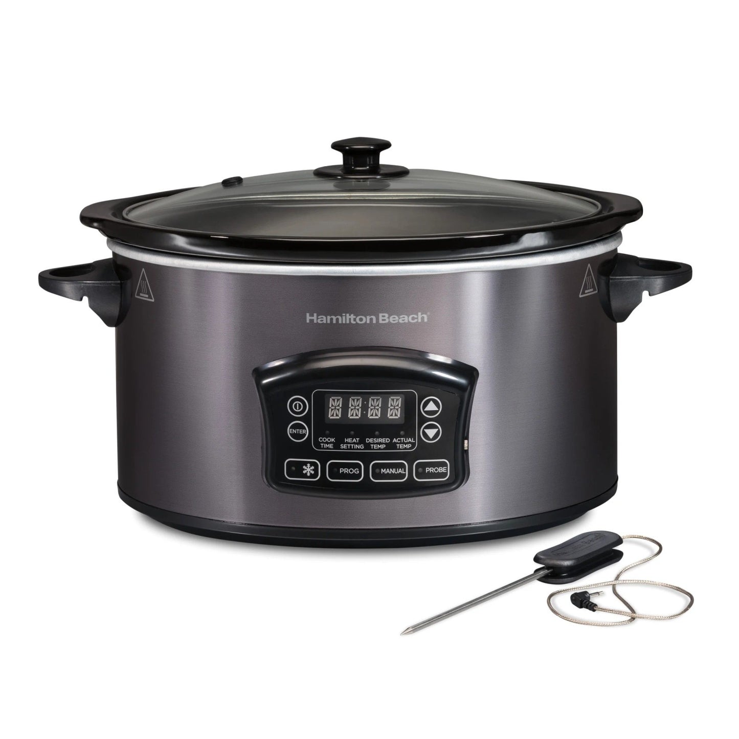 Hamilton Beach 6 Qt Programmable Slow Cooker with Defrost & Probe, Black