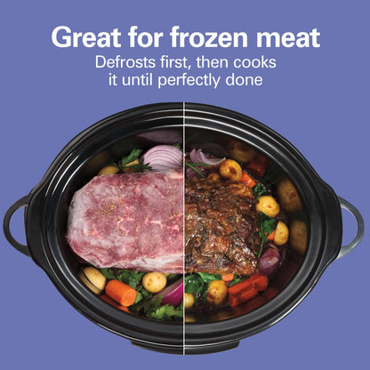 Hamilton Beach 6 Qt Programmable Slow Cooker with Defrost & Probe, Black