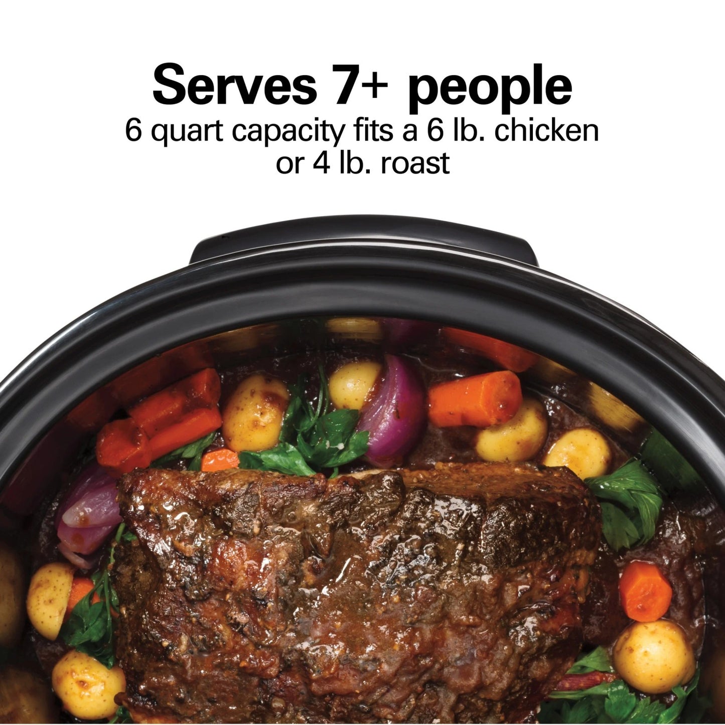 Hamilton Beach 6 Qt Programmable Slow Cooker with Defrost & Probe, Black