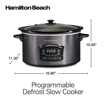 Hamilton Beach 6 Qt Programmable Slow Cooker with Defrost & Probe, Black