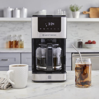 West Bend 12 Cup Hot & Iced Coffee Maker, Stainless Steel, Programmable, CMWB12B