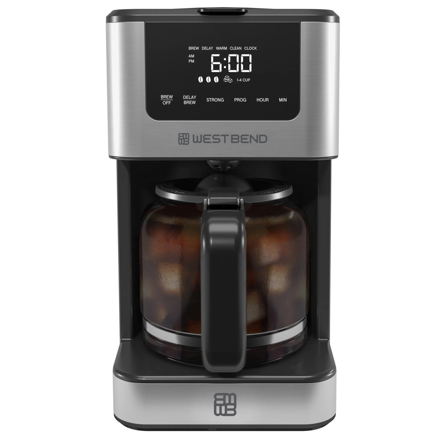 West Bend 12 Cup Hot & Iced Coffee Maker, Stainless Steel, Programmable, CMWB12B