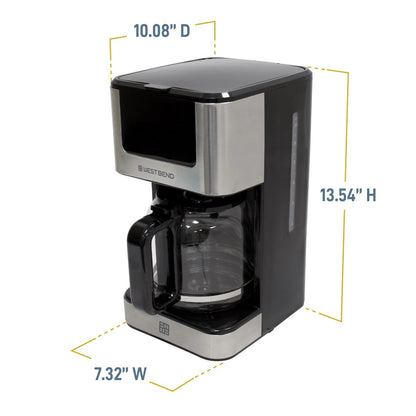 West Bend 12 Cup Hot & Iced Coffee Maker, Stainless Steel, Programmable, CMWB12B