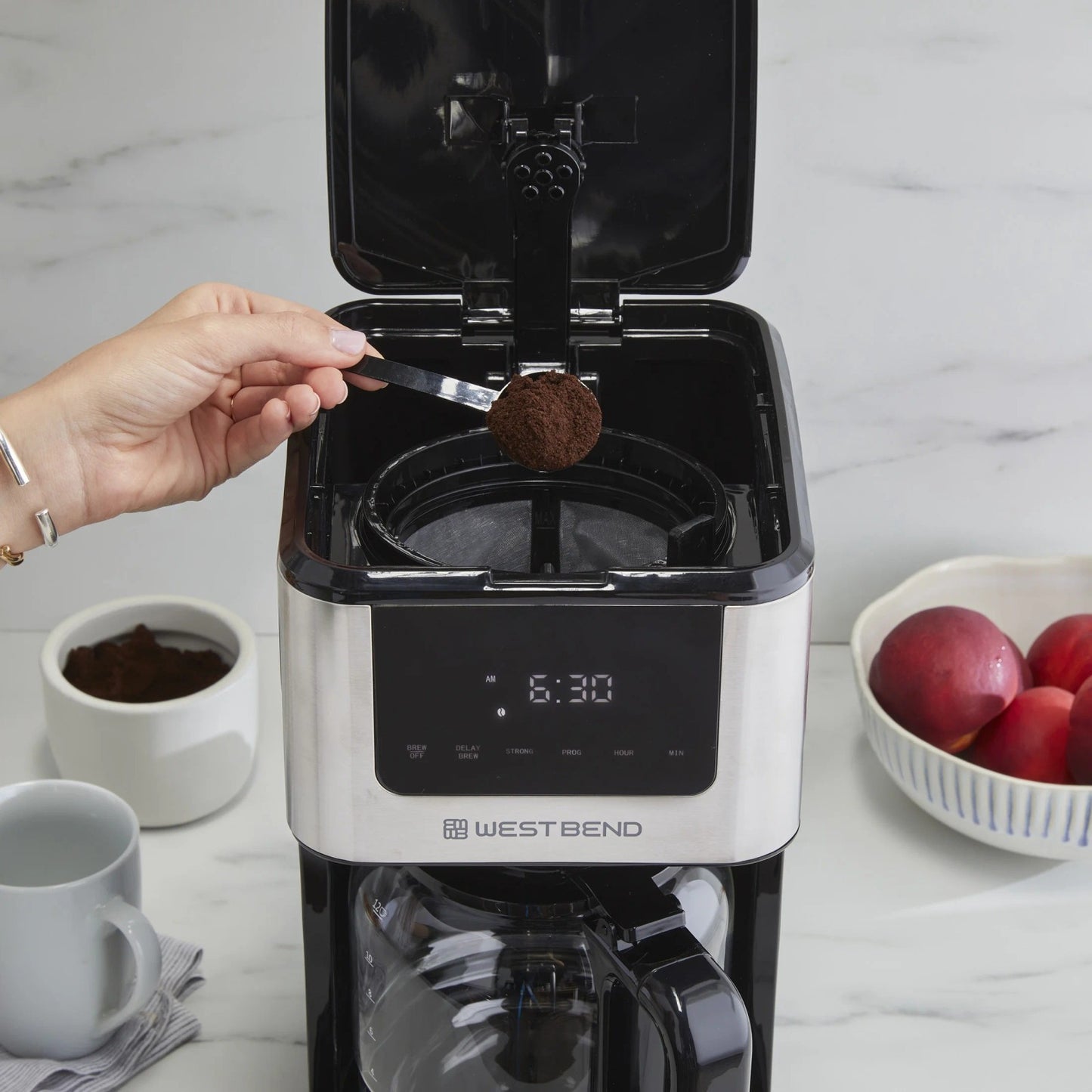 West Bend 12 Cup Hot & Iced Coffee Maker, Stainless Steel, Programmable, CMWB12B